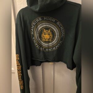 Stranger Things Green Hawkins High School Cropped Hoodie